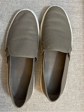 Vince Taupe Perforated Slip-On Loafers